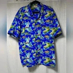 Vintage Royal Hong Hong Yacht  Club 💯 cotton short sleeve button down. Men's2XL
